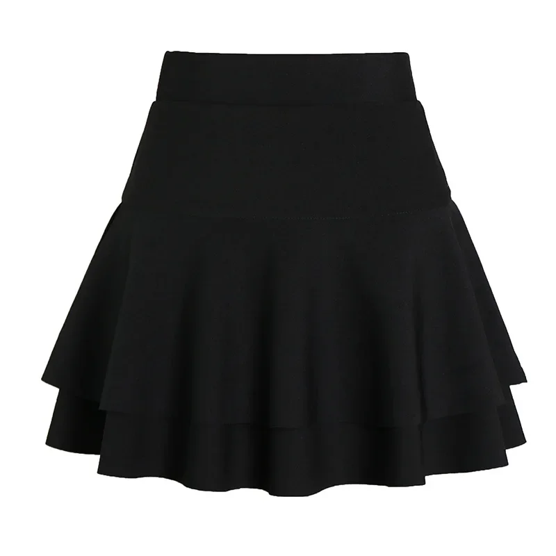 Mini Skirts Black Red Spring Summer High Waist Ruffle Pleated Skater Preppy Women Vintage Sexy Mini Cake Skirt