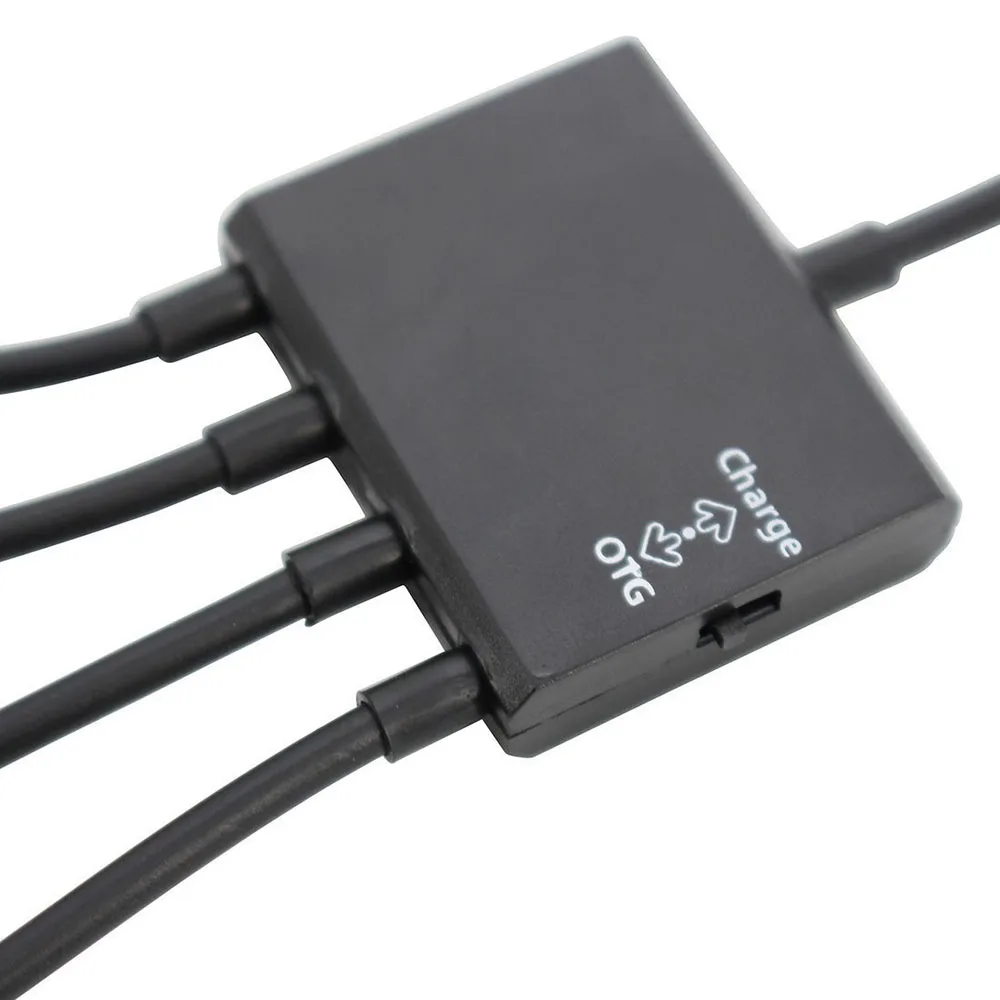 Hot 4 Port Micro USB Type-c Power OTG Extender Hub Cable Black For Android Tablet Smartphone U disk Mouse Accessories image 4