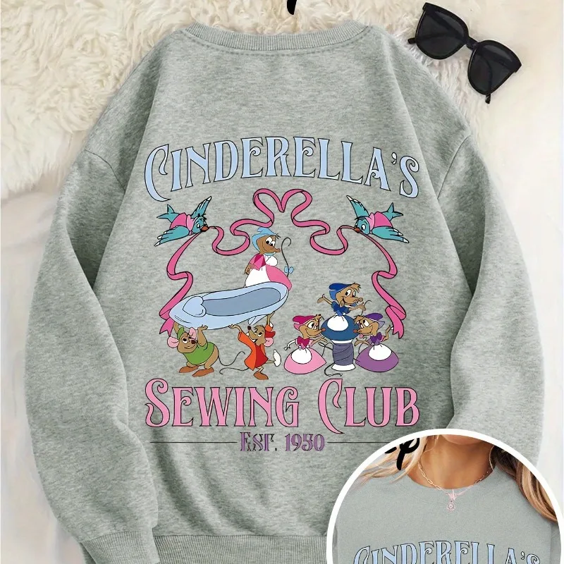 ديزني سندريلا الخياطة نادي مطبوعة الرجال والنساء زوجين هوديس الخريف/الشتاء جديد الرجال ملابس عصرية غير رسمية #1