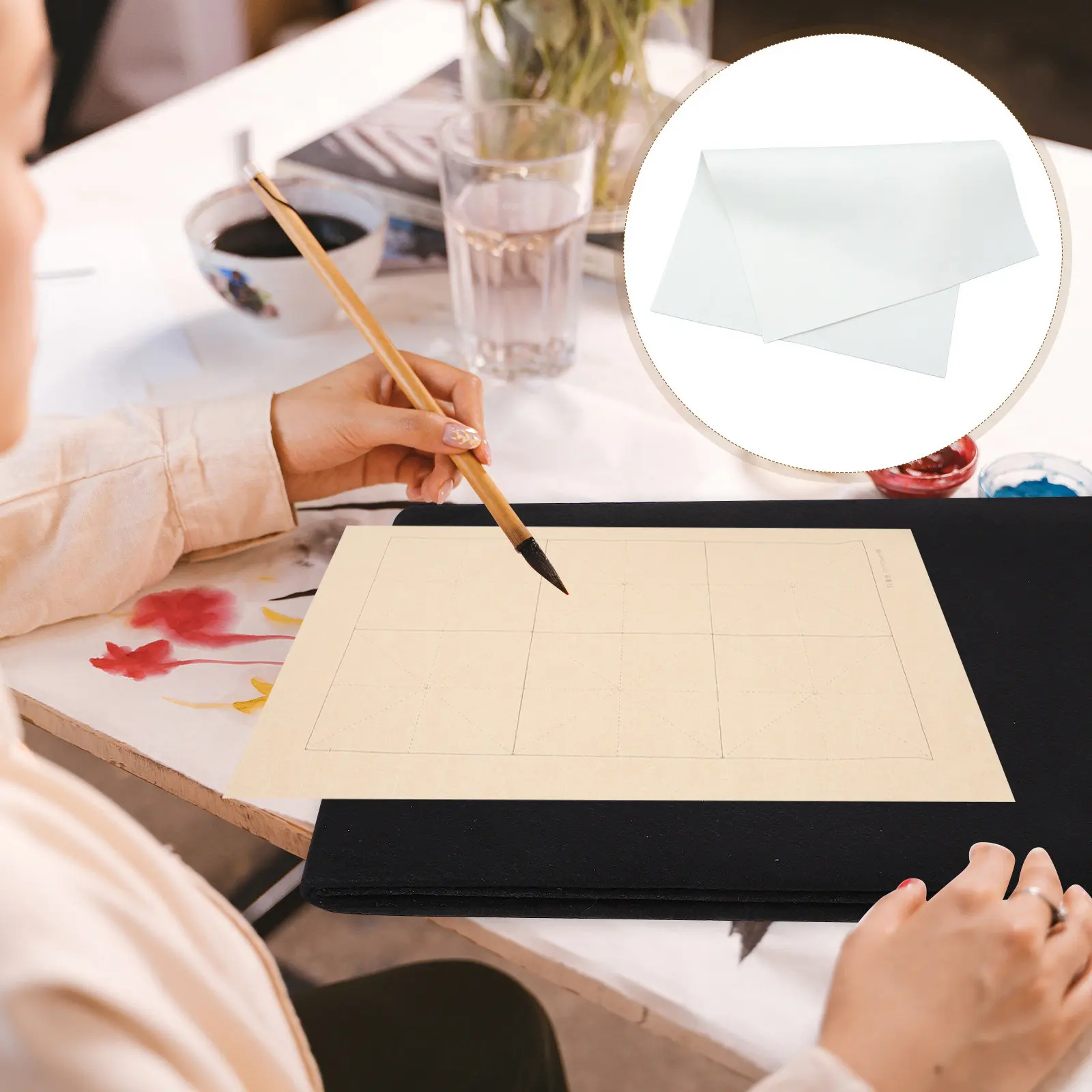 

1Pcs Eco Friendly Wool Felt Calligraphy Mat 50x70cm 3Mm Thick Absorbent Drawing Desk Pad Stable Paper Support Reusable Art