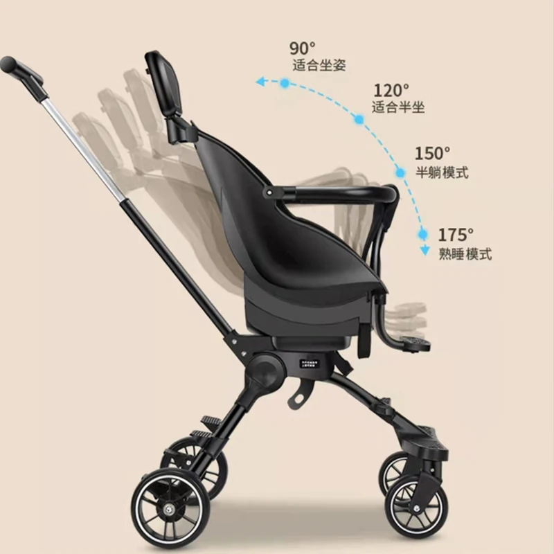 360 Degree Swivel Seat Baby Stroller Foldable Lightweight Two way Four wheel High Landscape Can Sit And Lie Baby cart