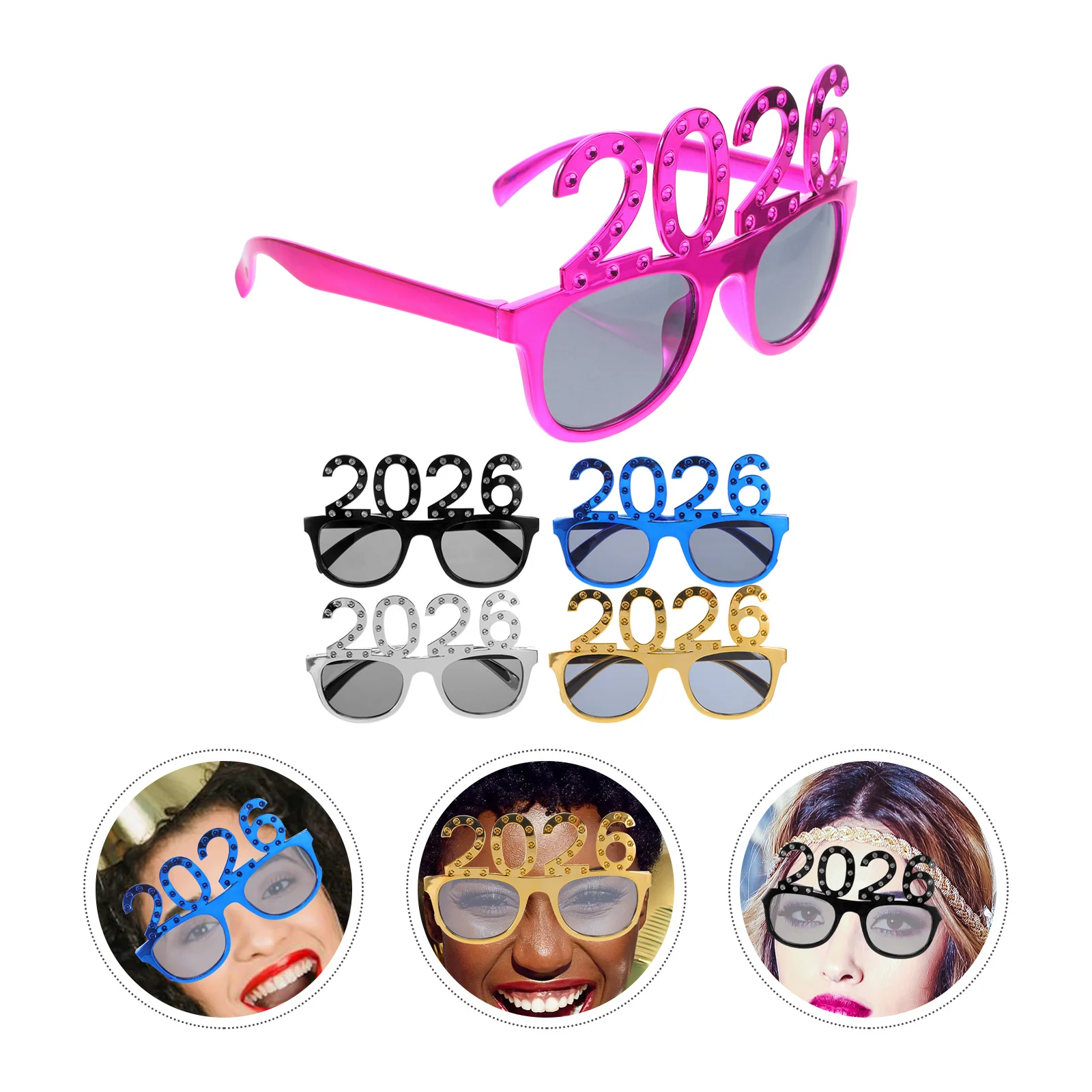 

2026 Number Party Glasses Happy Year Plastic Eyewear for New Years Eve Celebration Photo Props