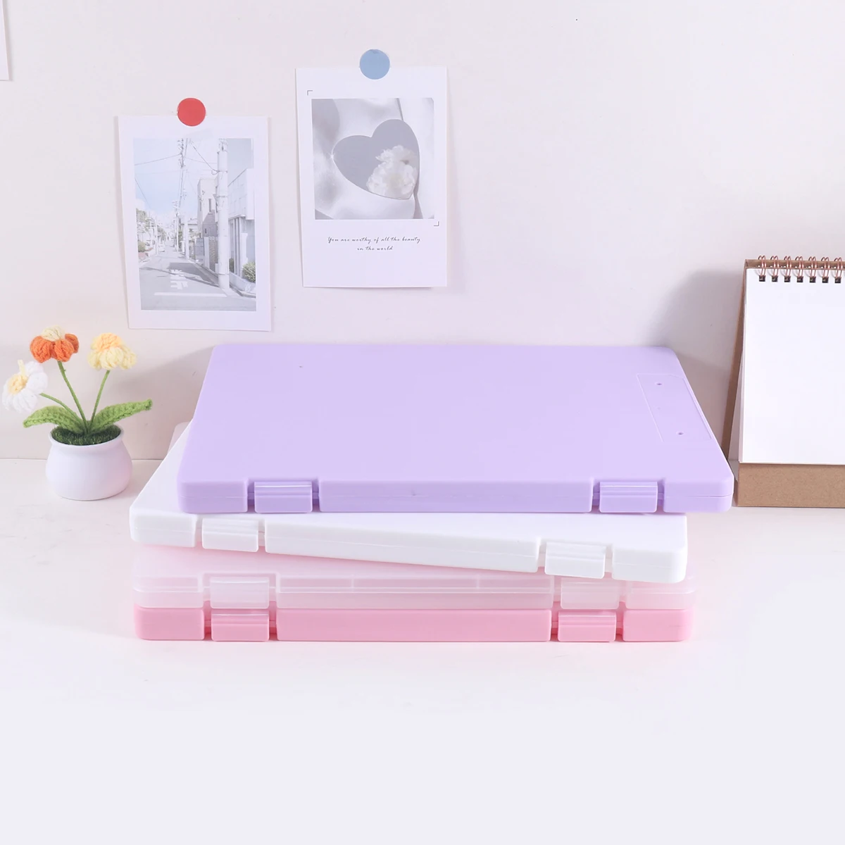 1 PC A4 File Box 2-in-1 Portable Document & Photo Storage Organizer Tool Without Clips Writing Board for Office Use view 6
