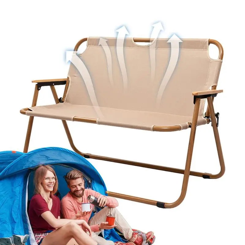 

Double Camping Chair Double Chair Portable For Outdoors Strong Load-Bearing Reclining Patio Chairs For Hiking Picnic Camping