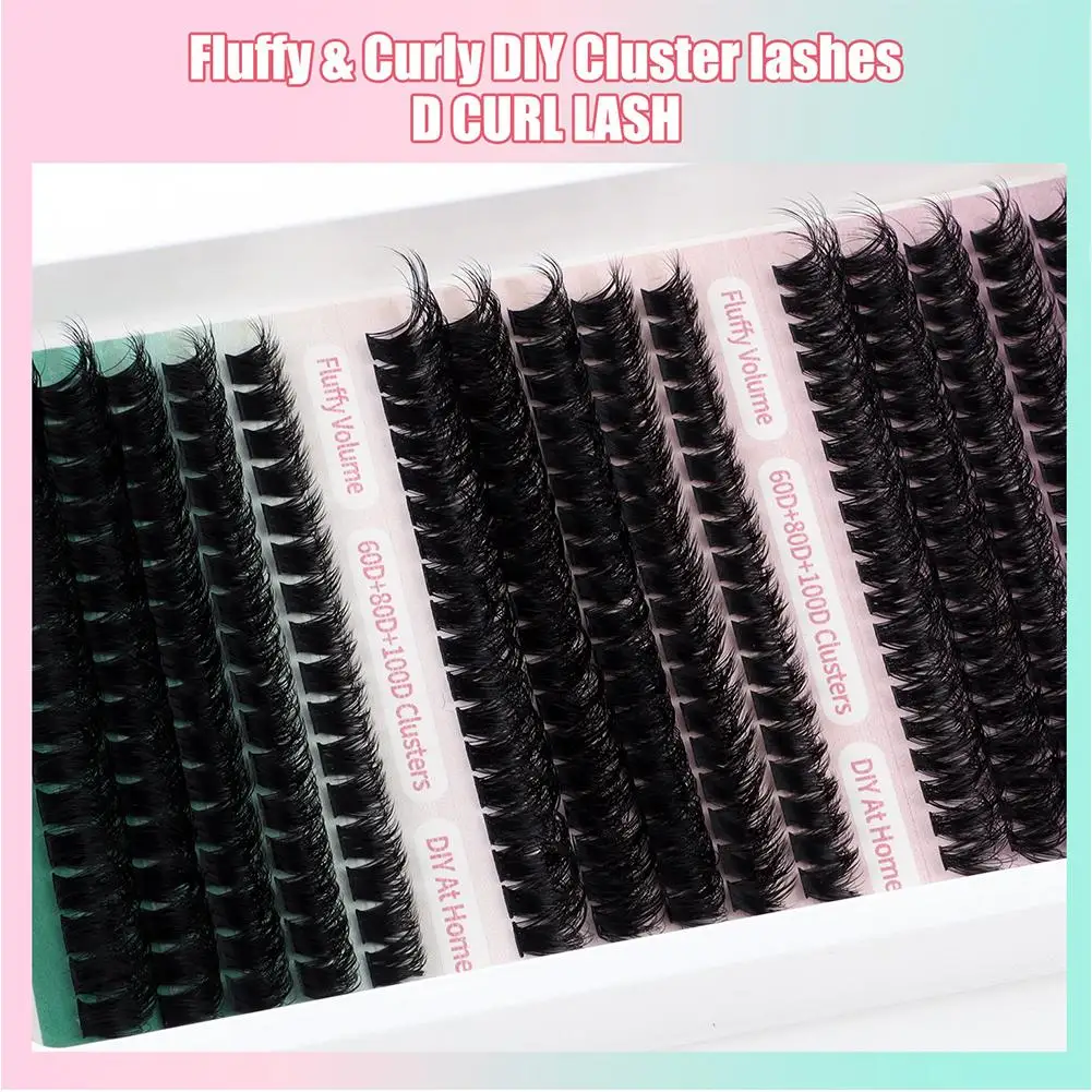 Kit de extensión de pestañas, 270 Uds., juego DIY 60D/80D/100D, mezcla de pestañas en racimo, pinzas para sellar pestañas, accesorios de maquillaje para pestañas