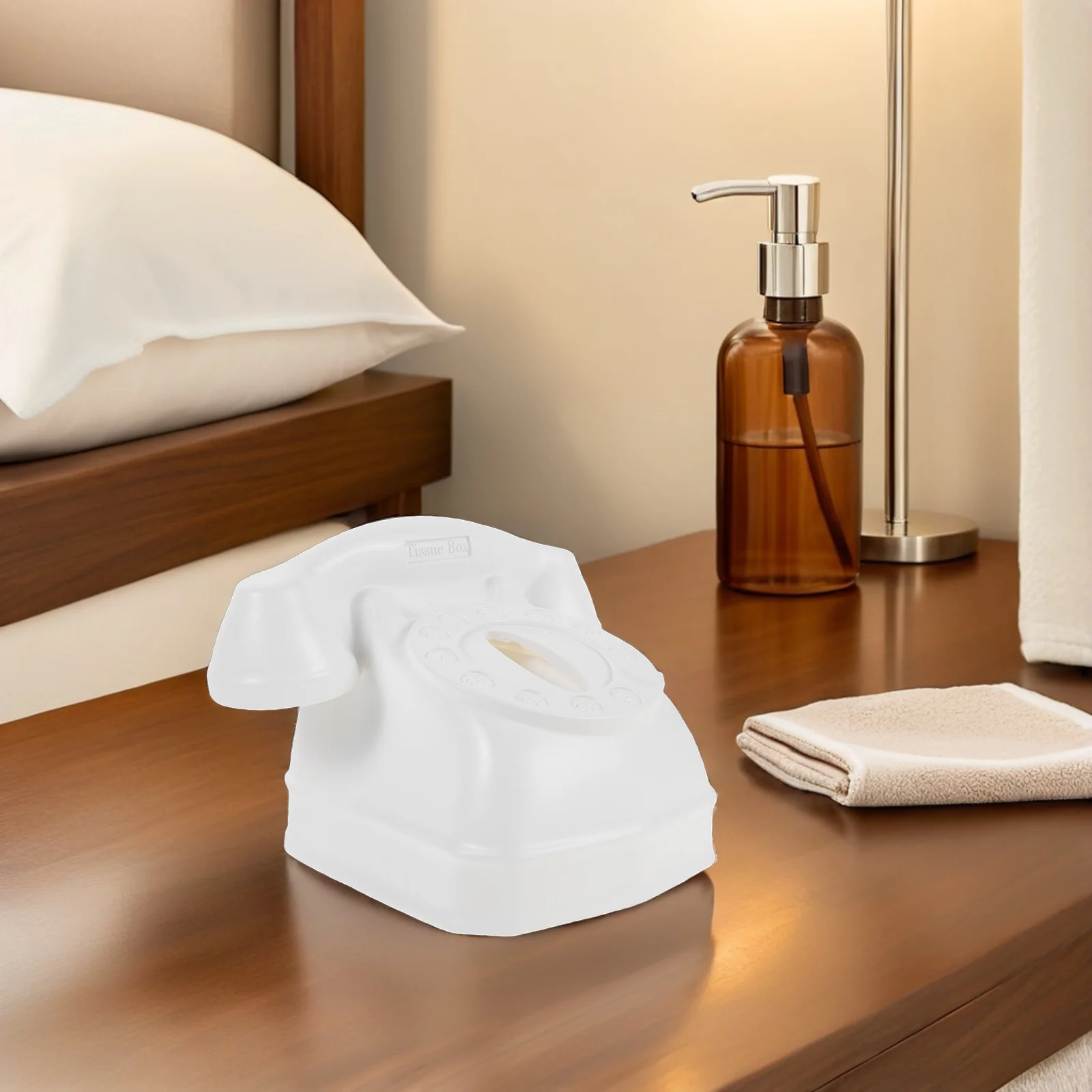 

Retro Phone Tissue Box Tissues Boxes Vanity Table Dispenser Napkin Case Desk Holder Decor Vintage Car Ornaments