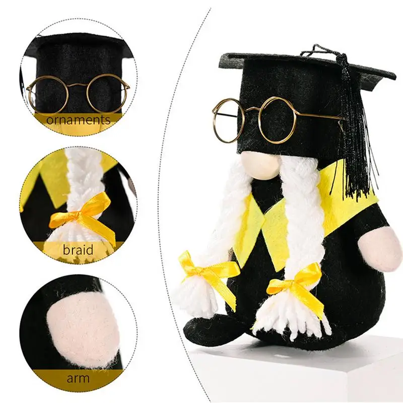 Decoraciones de felpa de gnomos, muñeco enano elástico con diseño de tema de graduación, figuritas coleccionables, gnomo de peluche suave para la familia