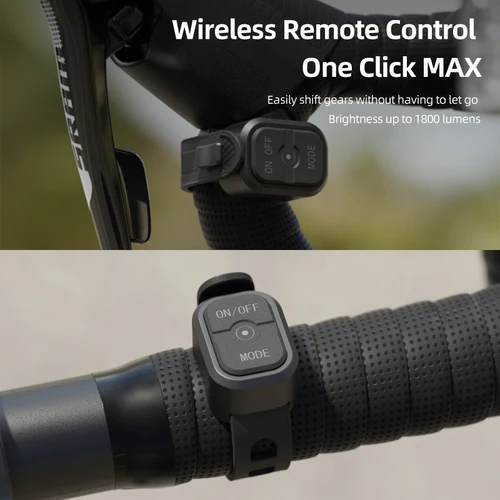 Imagen 2 del producto Faro de bicicleta de elevación remota inalámbrico, 1800 lúmenes, lámpara frontal de elevación, aleación de aluminio, CYCLAMI CYC1800 para carretera, MTB y montaña