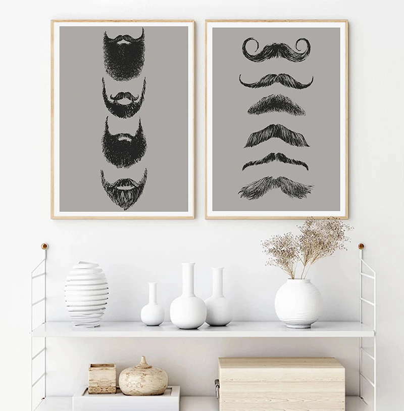 Different Beard Poster Print Barbers Canvas Painting Minimalist Hairdressers Gift, Gift for Hipster Home Decor Cuadros