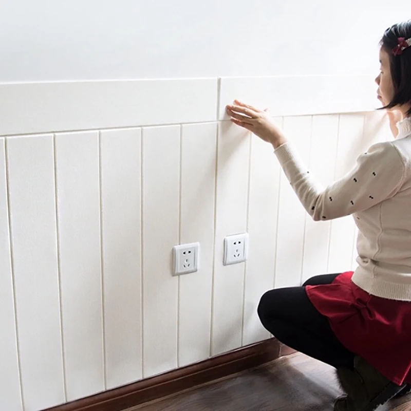 35*35cm 10Pcs 3D Wood Grain Adhesive Wall Wallpaper Waterproof Wall Stickers Living Room Kitchen Background Wall Decoration