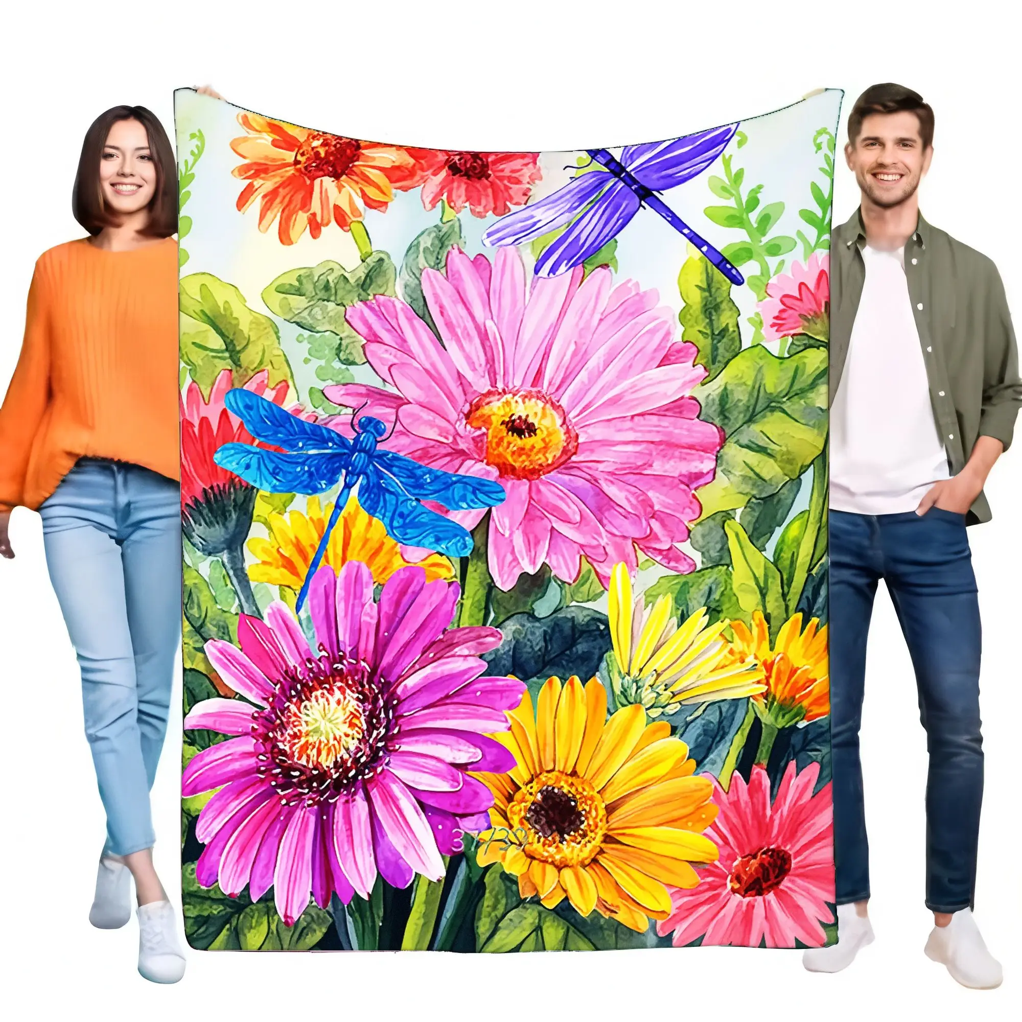 Colorful Floral Pattern Blanket Soft Cozy Throw for Sofa and Bed, Lightweight and Warm, Perfect for Home Decor, Great Gift for B