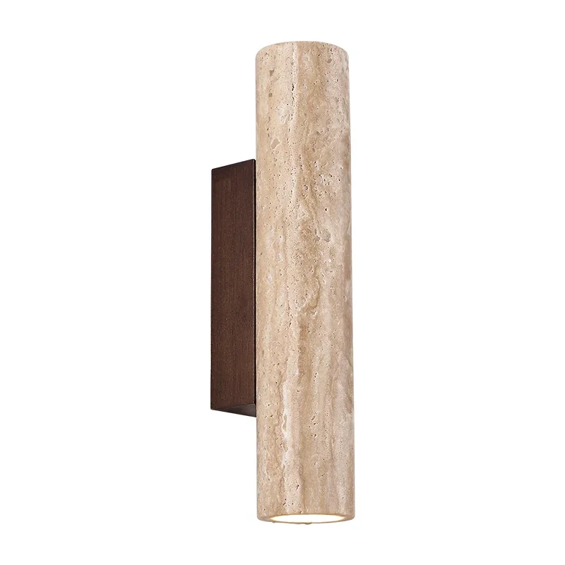 Applique murale en travertin jaune, Design Vintage, bois et pierre, luminaire LED pour couloir, chambre à coucher, chevet, décoration de la maison