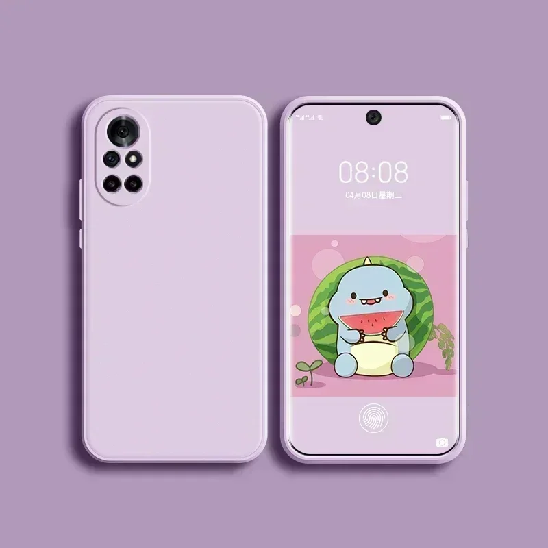 Coque carrée en silicone liquide souple et fine pour Huawei, modèles P20, P30, P40 Lite E, P50, P60 Pro, P Smart, Z 2021, Y6s, Y9s, Y7a, Y9a, Y7p, Y8p