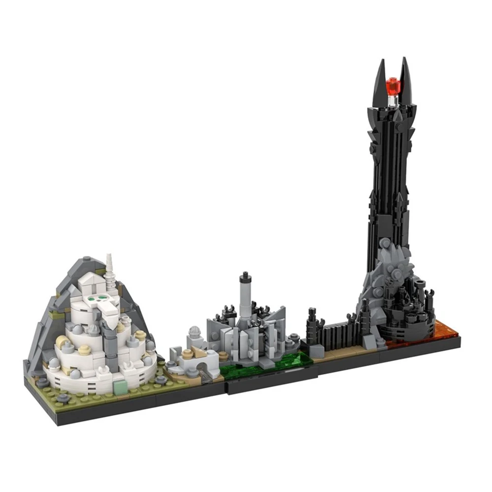 

MOC Классический фильм Белая башня Skyline Строительная сцена Строительные блоки Городская архитектура Волшебная коллекция фильмов DIY Игрушечные кирпичи