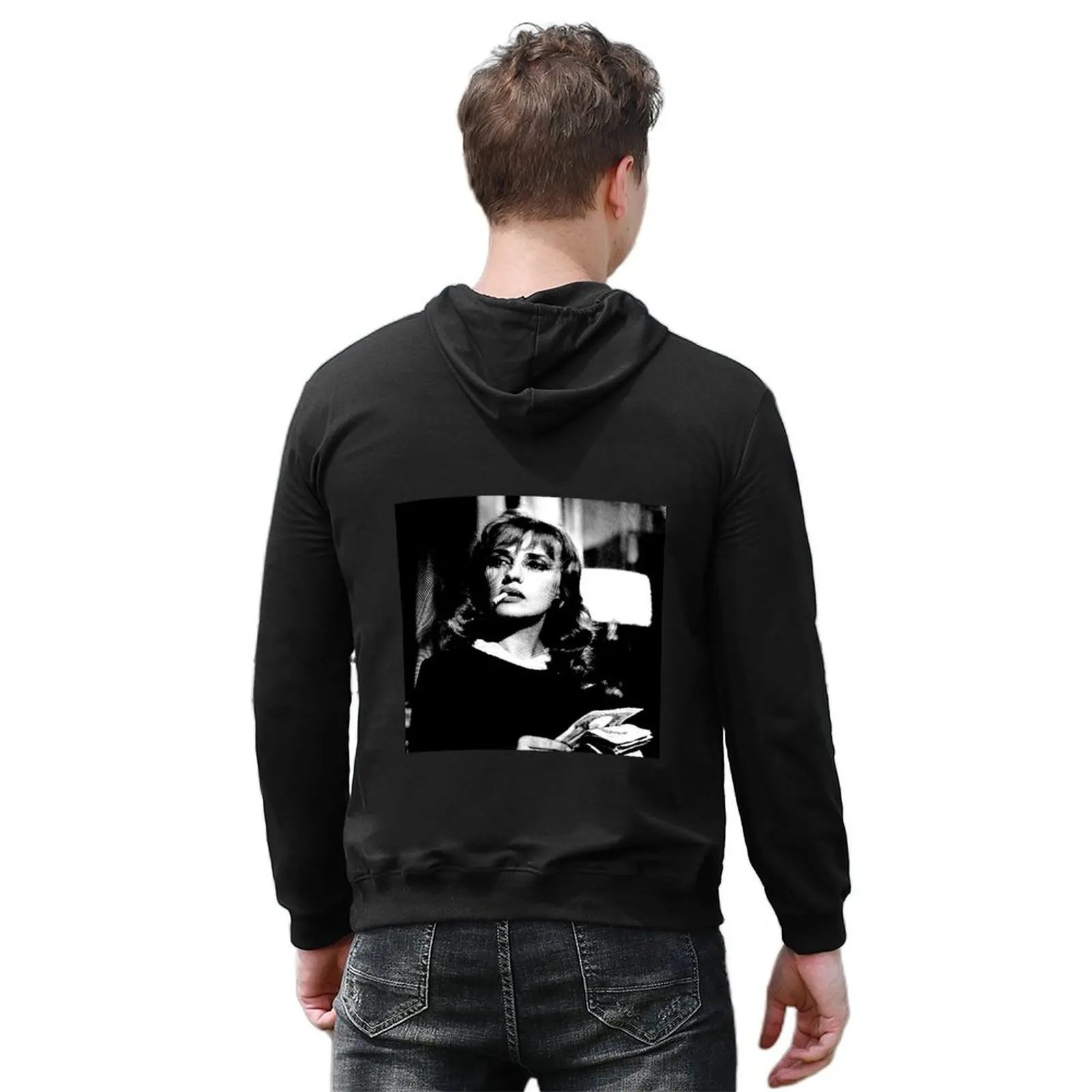 Jeanne Moreau Linocut باللونين الأبيض والأسود هوديي ملابس جمالية ملابس رجالي بلوزة ملابس شتوية جديدة في هوديس وبلوزات #6