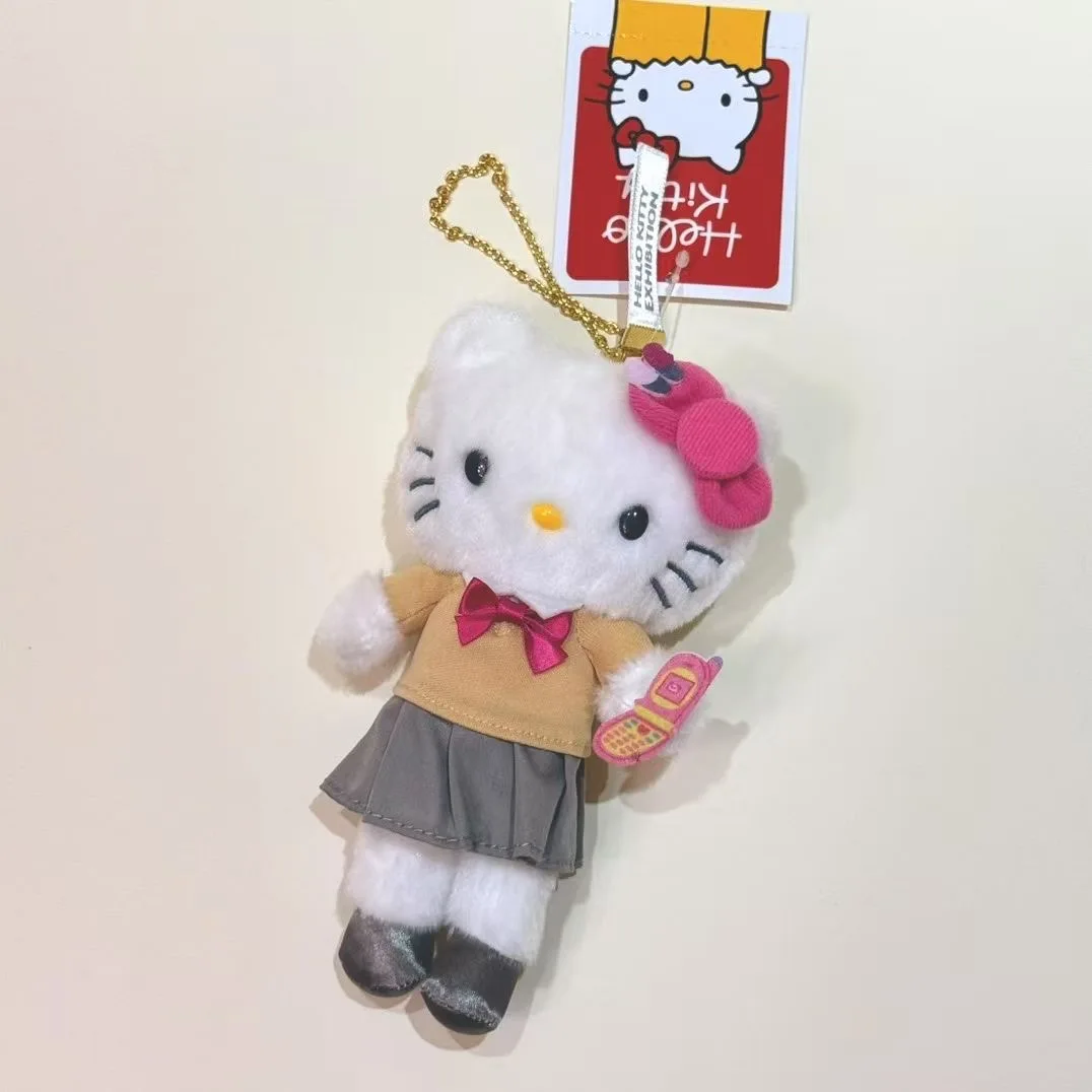 Sanrio museu série olá kitty pernas longas brinquedos de pelúcia kawaii chaveiro bonito dos desenhos animados mochila pingente acessórios presente aniversário