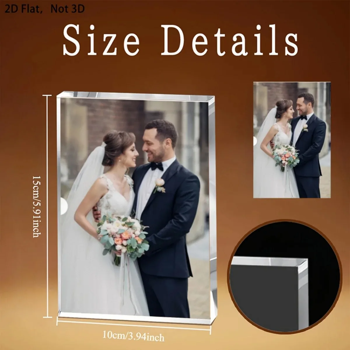 Custom Acrylic Personalized Picture Block 2D Flat Crystal Photo Plaque Desktop Ornament Wedding Anniversary Memorial Custom Gift view 6