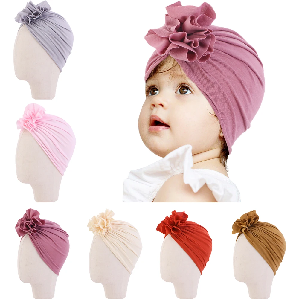 

Cute Flower Baby Girl Hat Toddler Turban Infant Head Wraps Kids Bonnet Newborn Toddler Beanie Cap Headband Headwraps for 1-6Y