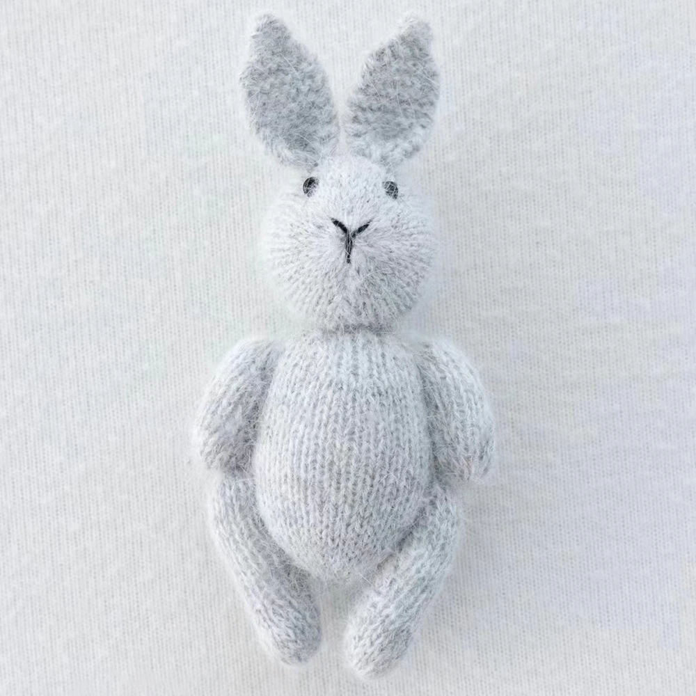 Mini Bunny Spielzeug Neugeborenen Fotografie Requisiten Hand Gestrickte Kaninchen Puppe Fotografia Kuscheltiere Requisiten Baby Fotografie Zubehör