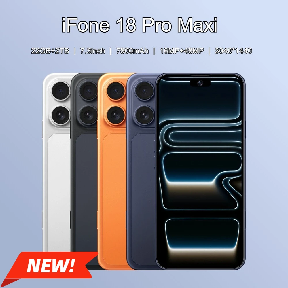 HOT IFone 18 Pro Maxi Android 15 Telefony komórkowe 7,3 cala Odblokowany Oryginalny Smartfon 5G 22GB+2TB Rozpoznawanie twarzy 5G Dual Card Telefon komórkowy 7800mAh Telefony komórkowe