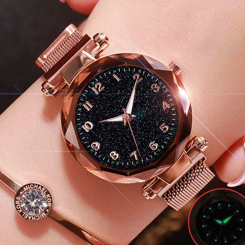 Luxury Luminous Women Watches Starry Sky Magnetic Female Wristwatch Waterproof Rhinestone Clock Relogio Feminino Montre Femme