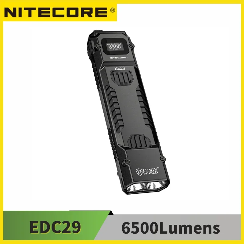 Nitecore edc29 6500 lúmens utra fino edc lanterna tática USB-C recarregável bulit-in bateria lançamento máximo de 400 metros