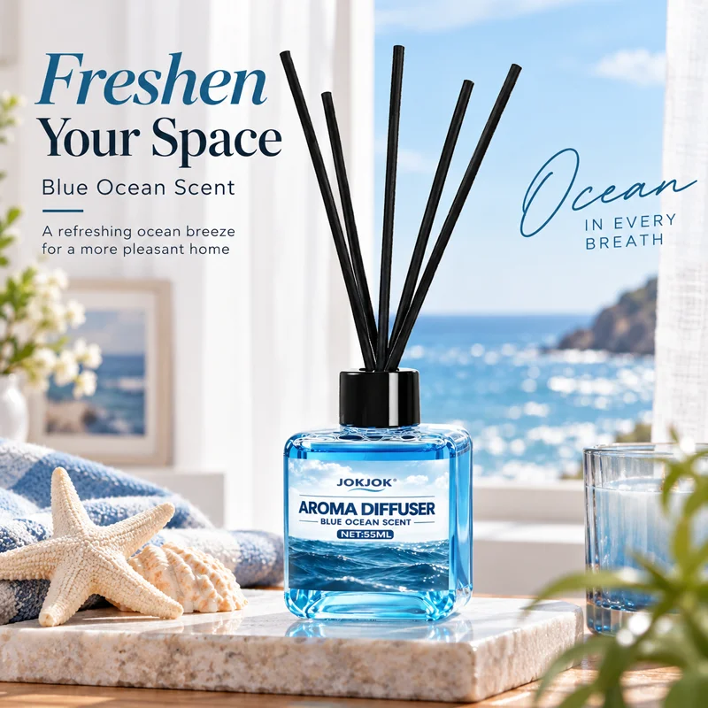 Car Air Freshener Ocean Breeze Scent Fragrance Oil Reed Diffuser Auto Interior Perfume Cool Masculine Aroma For Men 55ml