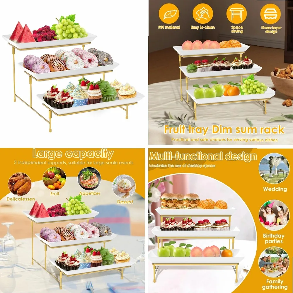 3 Tier Serving Stand Set Fruit Dessert Display Tray Cupcake Tier Stand for Home Party Wedding Display Tray