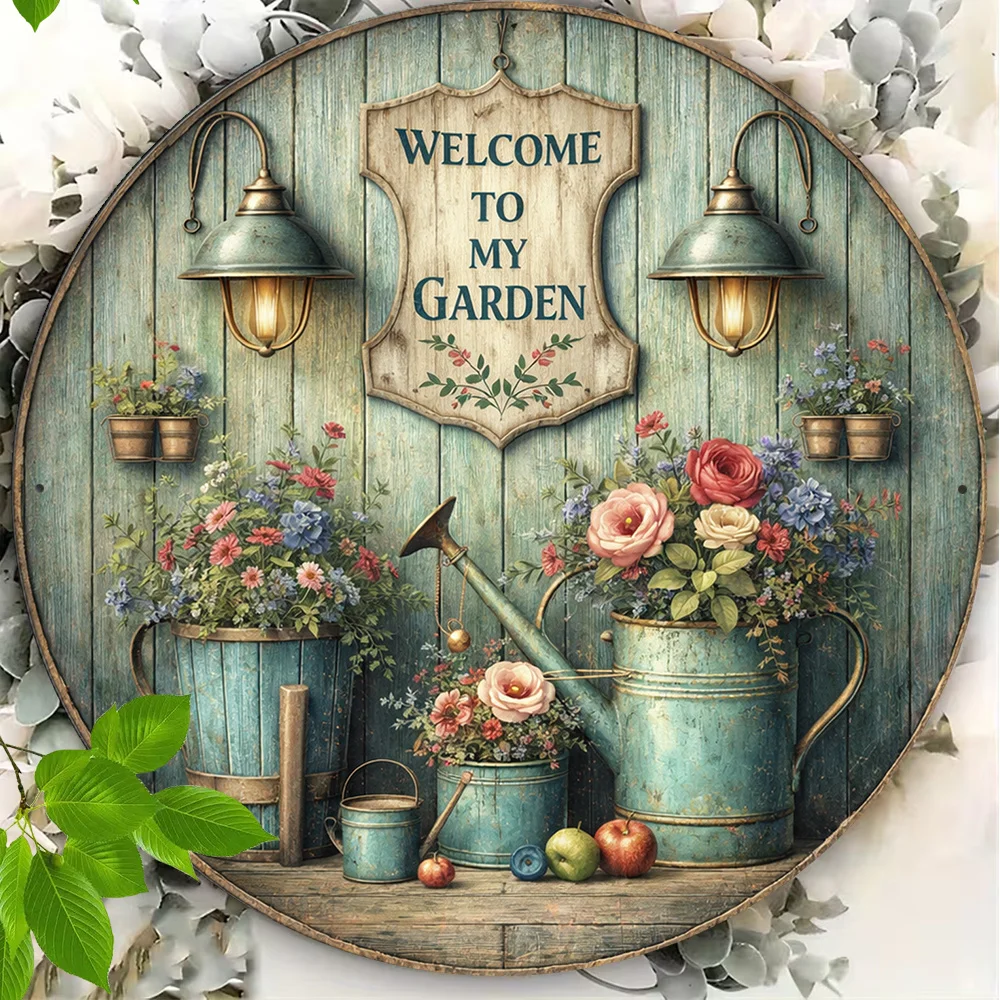 2D Flat - 1pc 8*8In/20X20Cm 2D Flat Round Sign, Vintage Plaque about 