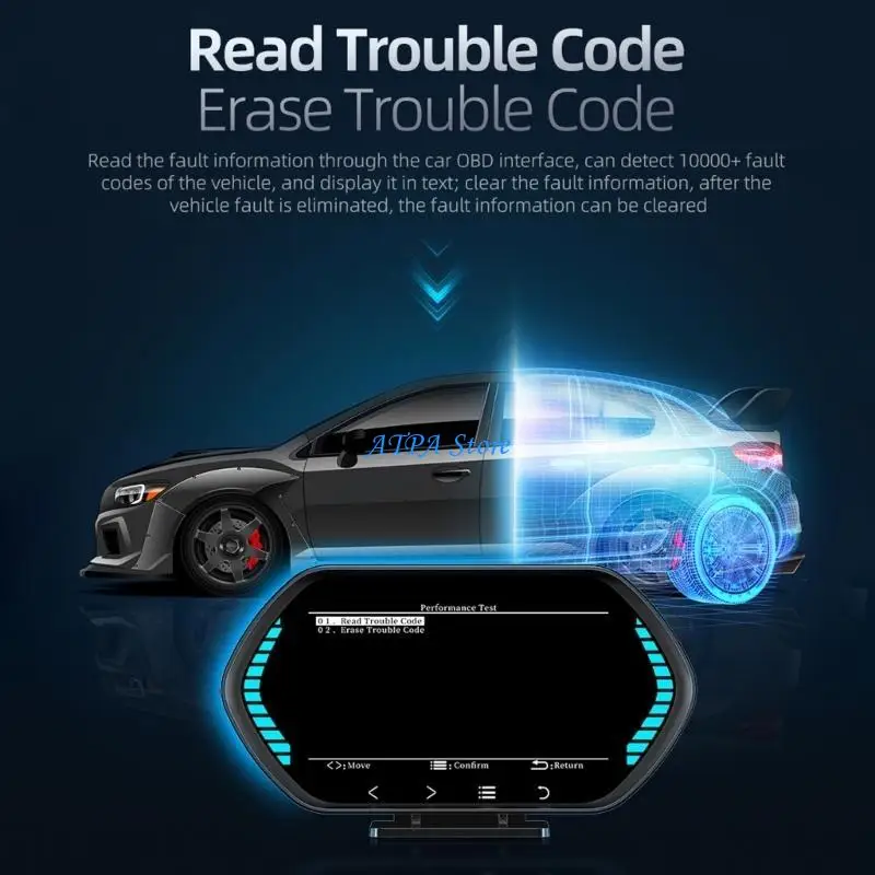 

U13C Car HUD Digital Speedometer OBDGPS Heads Up Display Water Oil Temperature Alarm