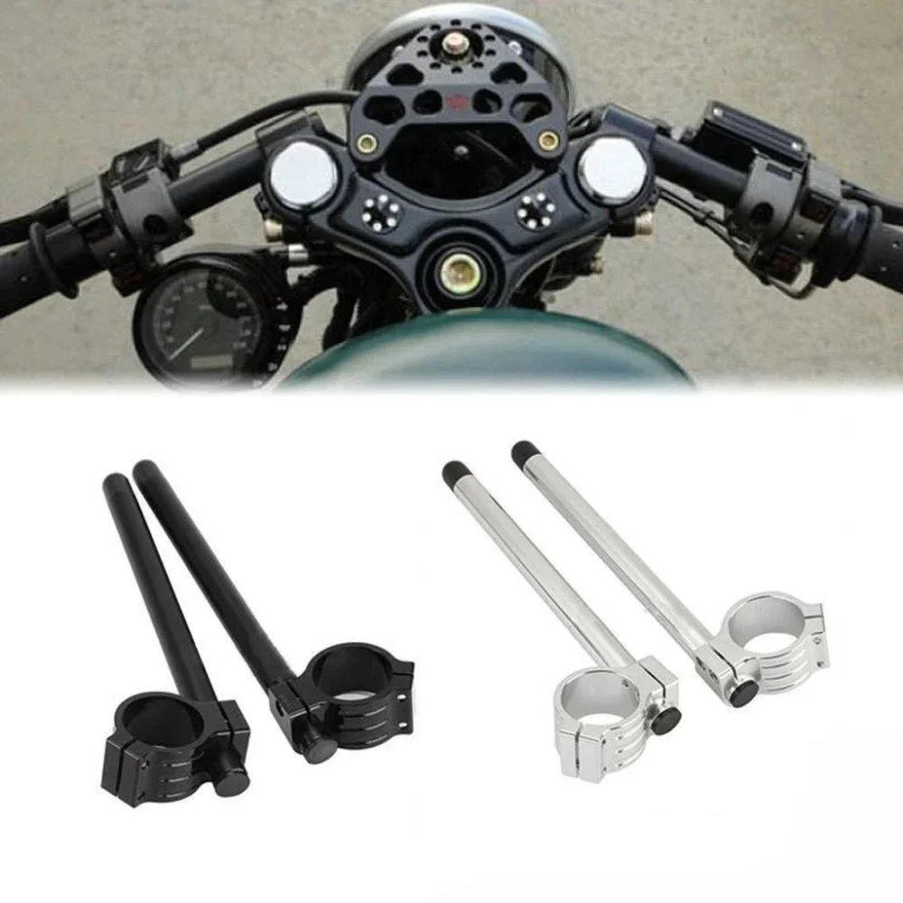 2 x Handlebars Aluminum Motorcycle CNC Clip Racing Grip Fork Handle 35mm/37mm/38mm/39mm/41mm/43mm/45mm/48mm/50mm/51mm