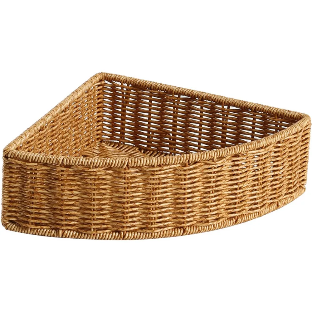 New Woven Corner Storage Basket Open Top Space Saving Corner Organizer Fan Shaped Woven Organizer Home Organization