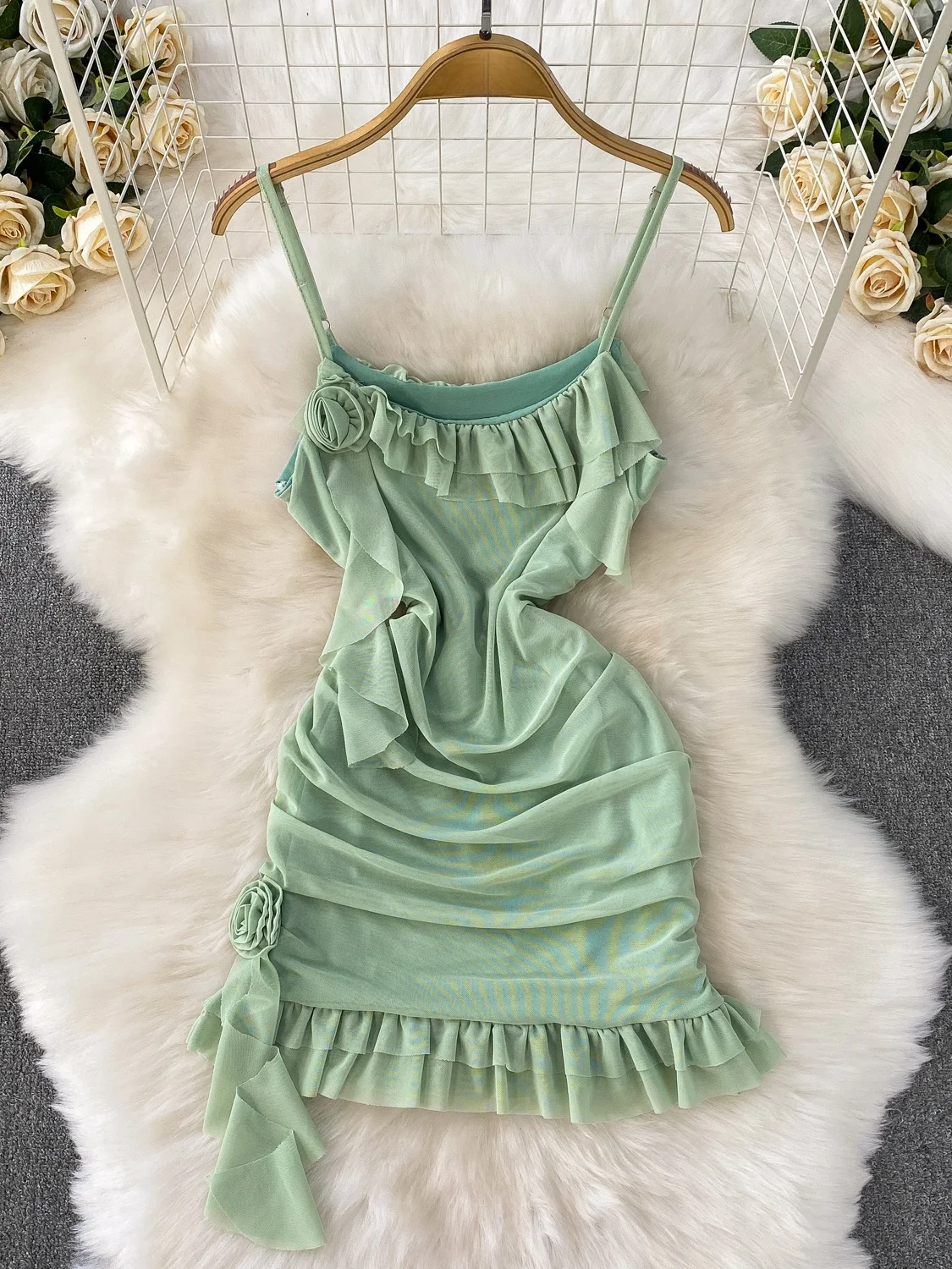 Pure Desire – t-shirt à fleurs dimensionnelles pour femmes, Design Sexy, Strapl Dr, taille plissée, amincissante, jupe ort en dentelle, été