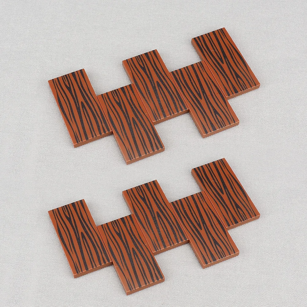 MOC 10PCS 87079pb0255 Wooden House Hut Brick 87079 Printed Wood Pattern With Stripes Board Building Block Toy Adults Boys Gifts