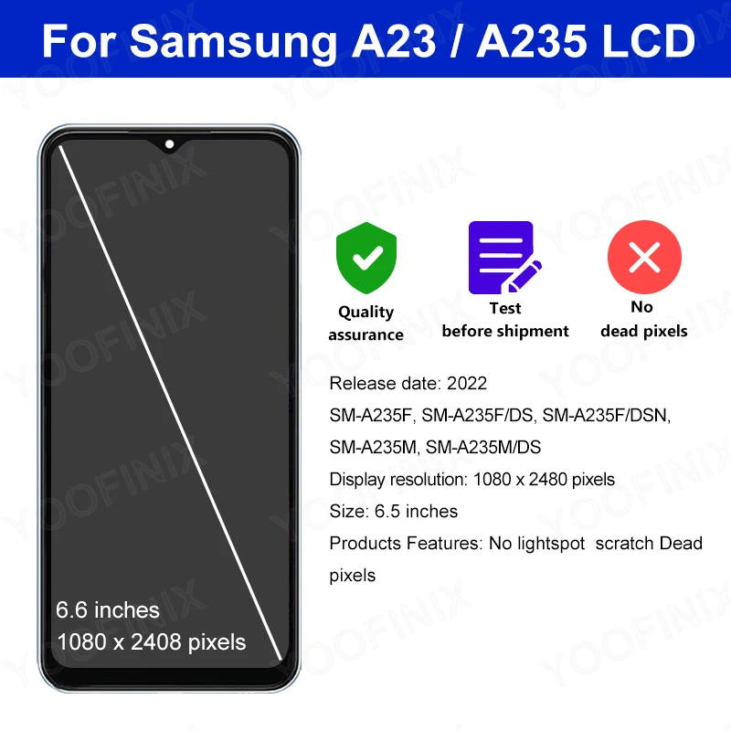 For Samsung Galaxy A23 LCD SM-A235F Display SM-A235M Touch Screen For SM-A235F/DS SM-A235F/DSN A235F LCD Replacement Parts