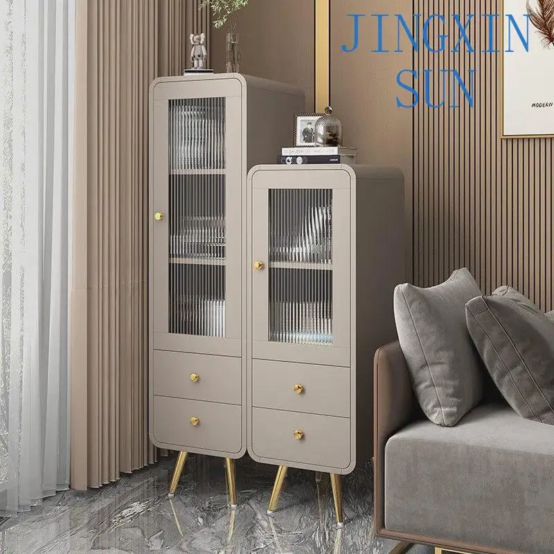 TV cabinet light luxury modern simple vertical cabinet Nordic living room display bookcase storage snack cabinet