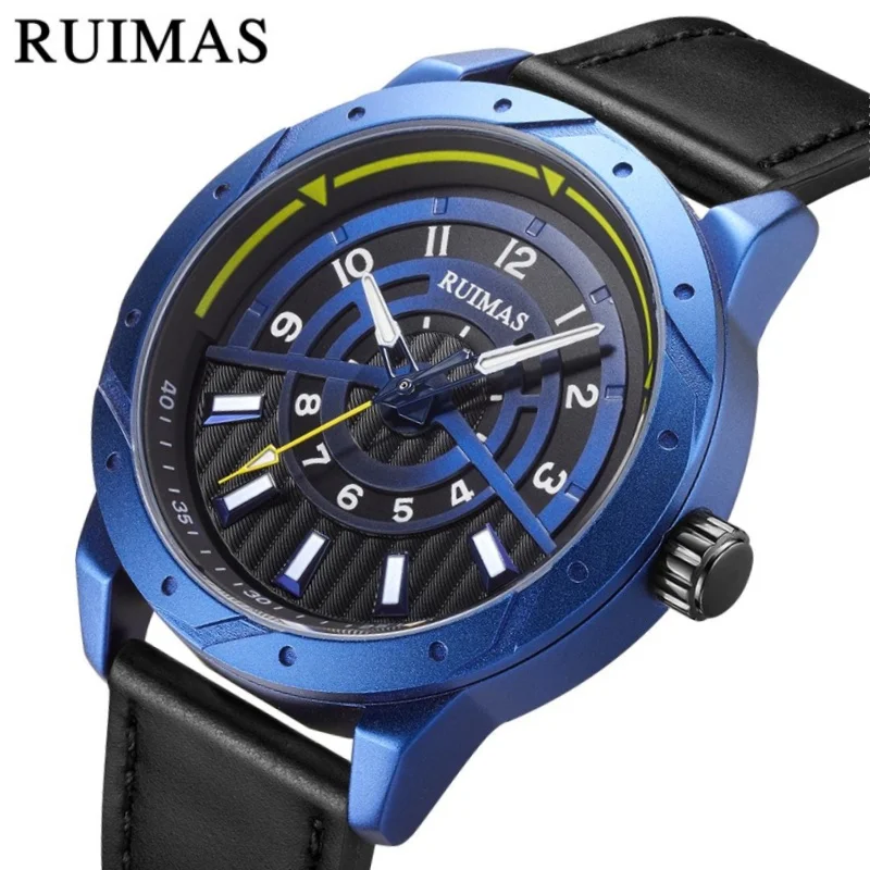 

RUIMAS 594 Casual Business Men's Quartz Watch Outdoor Trendy Genuine Leather Strap Waterproof Sports Watch Male reloj hombre