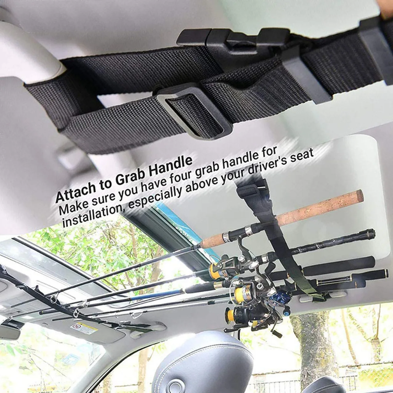 Car Fishing Rod Rack Holder with Car Mounted Storage - Secure and Convenient 2pcs Strap Storage for Gear and Rest Belt Carrier