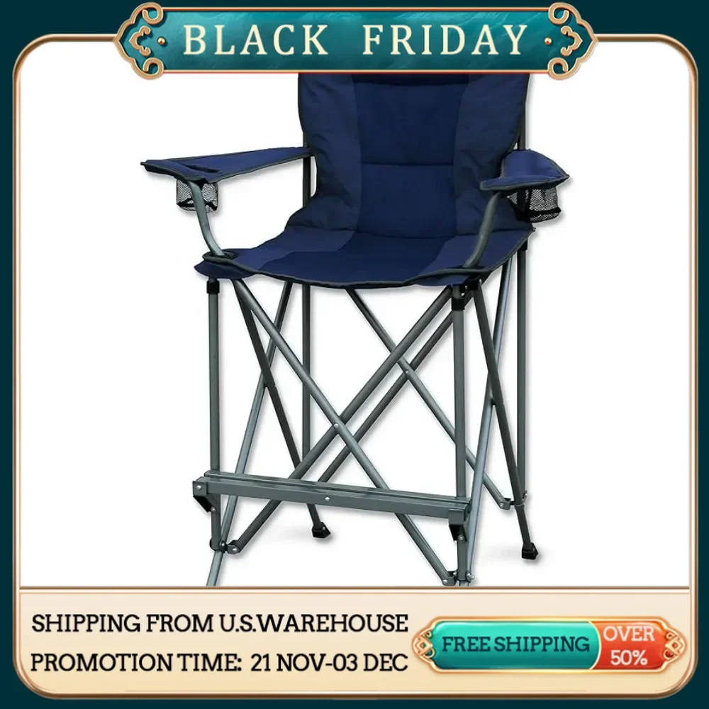 Folding Chair Bar Height Director Chair for Camping Home Patio  Sports Portable and Collapsible with Footrest and Carrying Bag