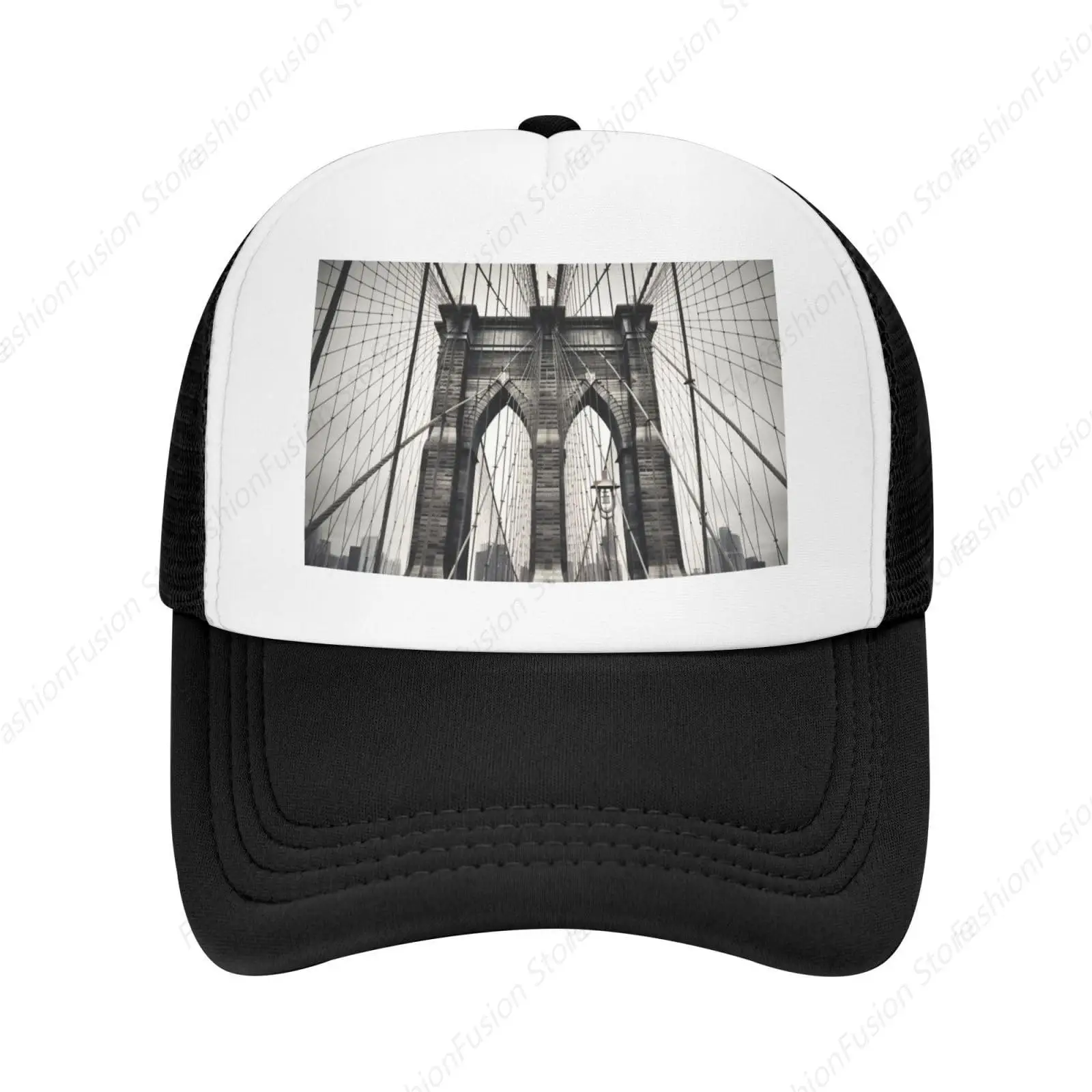 Brooklyn Bridge Printed Trucker Hats Unisex Baseball Cap Breathable Mesh Caps Adjustable Snap Back Closure for Men Women Daily