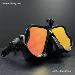 Comfortable Silicone Mirrored Swimming Mask with Camera Mount for GoPro Adult Scuba Diving Goggles Pack In Clear Box