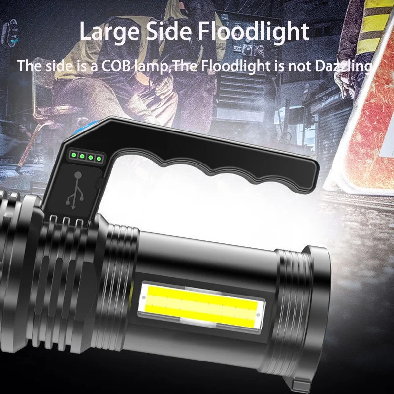 2km Long Distance Rechargeable Flashlight High Power Led Portable Lanterns Waterproof And Fall Proof Outdoor emergency Lighting