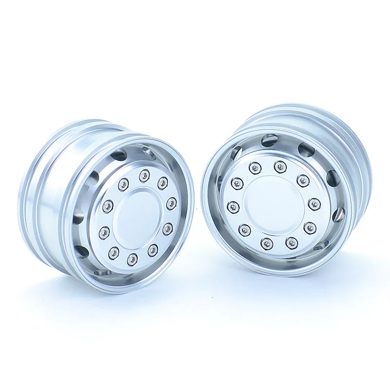 2pcs Metal Front Wheel 20mm/25mm Width Drive/Bearing Hub Rim for 1/14 Tamiya RC Truck Tipper SCANIA 770S 56368 VOLVO ACTROS Car