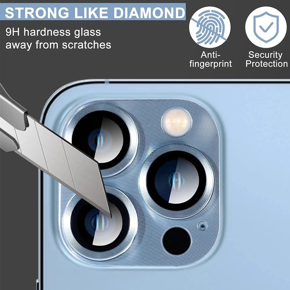 Filme de vidro protetor de metal para Iphone 14 11 12 13 Pro Max 12 13 Mini Plus Lente de câmera Protetor de tela