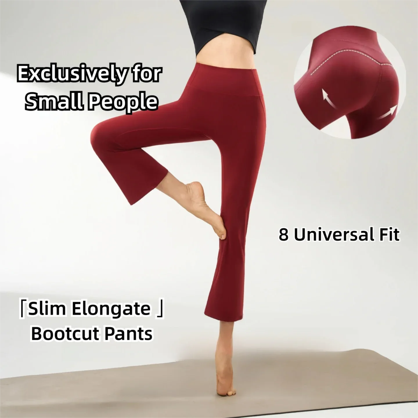 Women Summer Thin New High Waist Tummy Control Cropped Slight Flare Pants Petite Casual Sports Yoga Bootcut Trousers