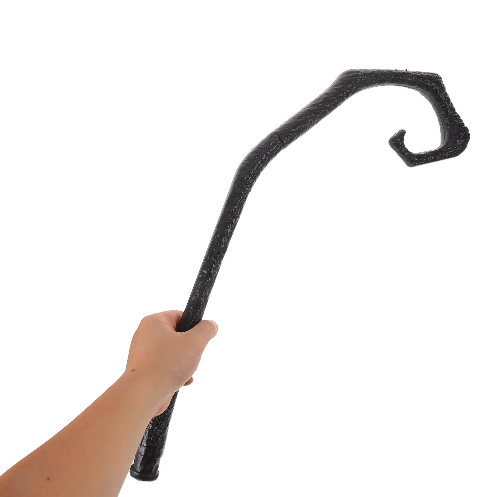 Black Curved Witch Broomstick Handle Broom Rod Attachment Replacement Part Halloween Gothic Costume Accessory Cane Stage
