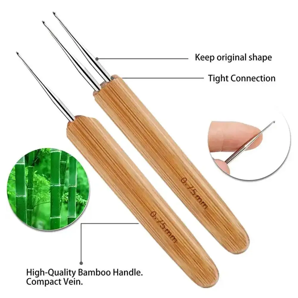 Wig Weaving Stitching Crochet Wooden Handle Crochet For Hair Editing Tools Plastic Sealing Crochet V3Z5