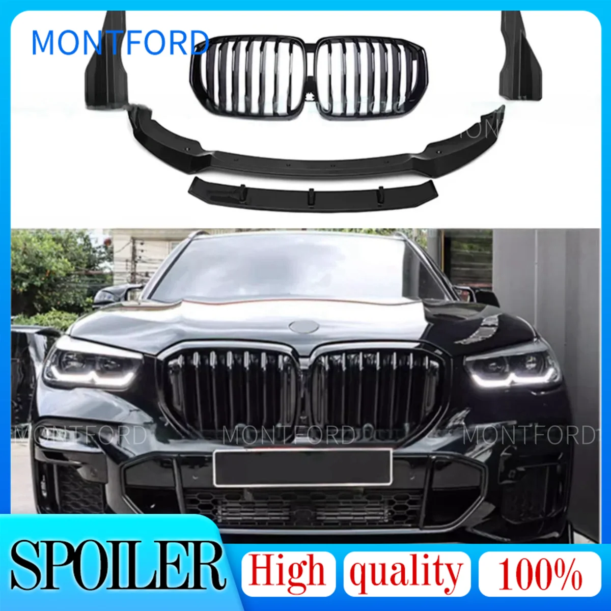 

FOR BMW X5 G05 2018-2023 BLACK AORO KITS FRONT SPLITTER SIDE SKIRTS REAR DIFFUSER SPOILER