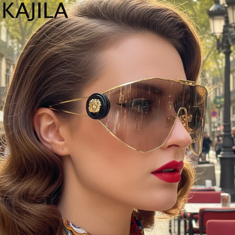 المتضخم التفاف حول قناع النظارات الشمسية النساء 2025 العلامة التجارية الفاخرة خمر قطعة واحدة حملق يندبروف الشرير ظلال درع نظارات شمسية