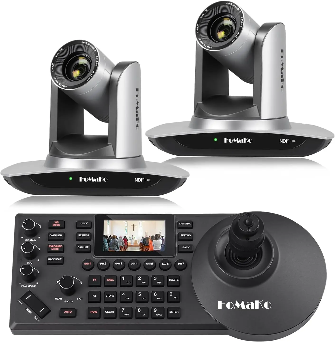 

FoMaKo NDI PTZ Camera Bundle 20X Optical Zoom BN402 HDMI PTZ Camera and Controller Keyboard PTZ Camera Kit Bundle